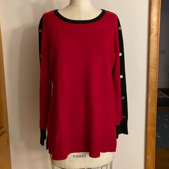 JM Collection Two-Tone Sweater - Picture 1 of 8